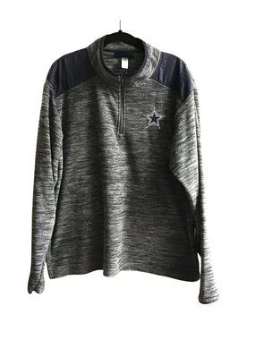 DALLAS COWBOYS AUTHENTIC MEN SOFT GREY PULLOVER HALF ZIP-UP CLOSURE SWEATER SZ L